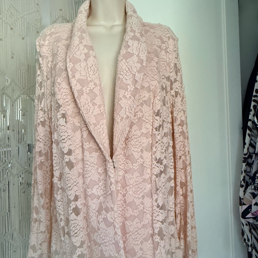 Lace Open-Front Tunic - Blush Pink